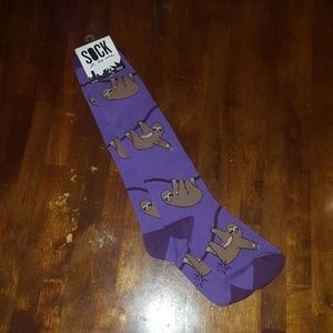 Purple Knee High Sloth Socks